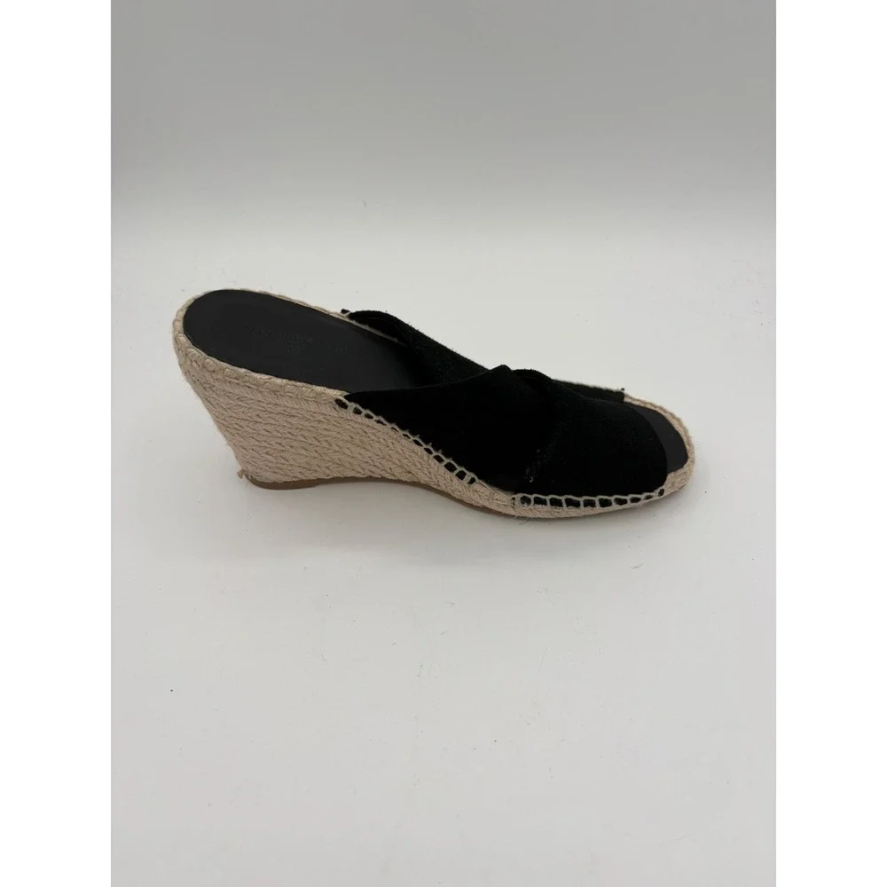 Banana Republic Black Suede Espadrille Wedge Sandals Crisscross Mules 7.5 575106